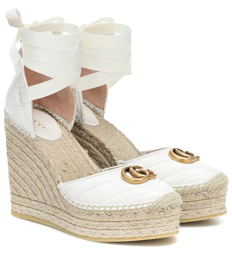 gucci signature leather espadrille white|gucci women's leather platform espadrille.